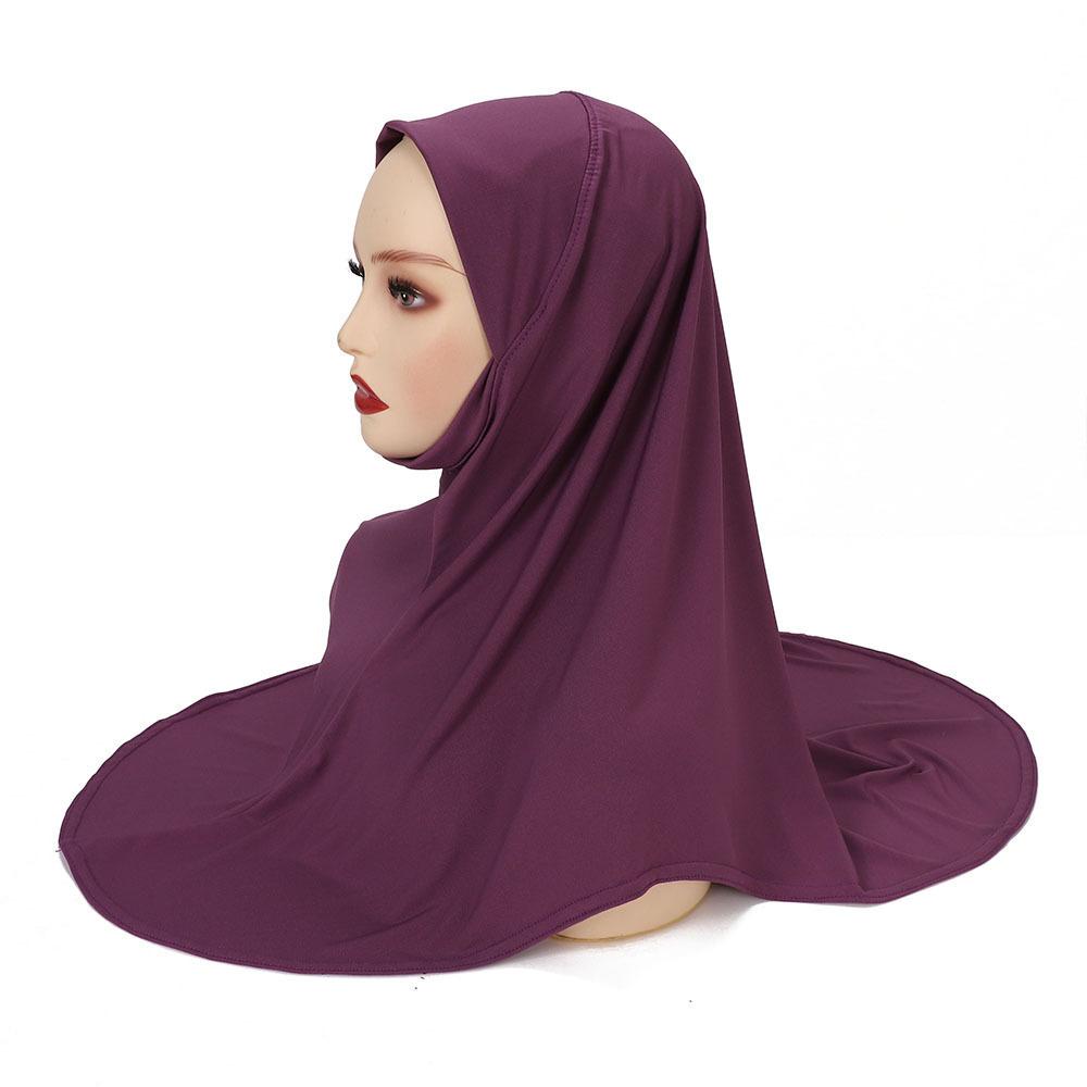 Malay Double Chin Undercap Muslim Women Solid Color Inner Scarf Islamic Instant Hijab Ladies Cap Crystal Hemp Bonnet Hat 80*55cm