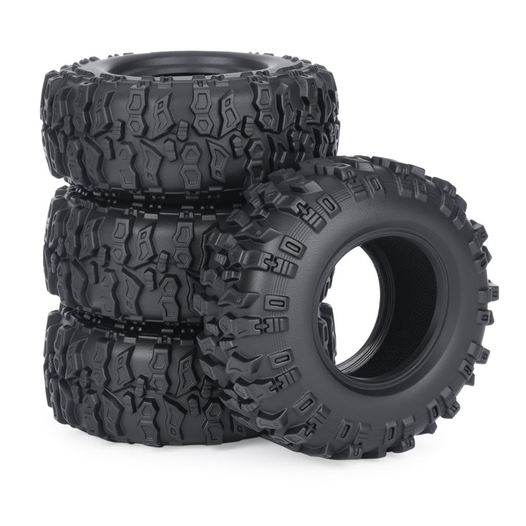 0.7 Inch Brass Wheel Rim & Rubber Tires Upgrade Set for AXIAL SCX30 1/30 - Ford Bronco, Jeep Wrangler JLU, Chevy K10 RC