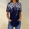 Short Sleeve Womens Tops Summer T-Shirts Floral Print V Neck Casual Basic Tee Button Shirts Tunic Tops