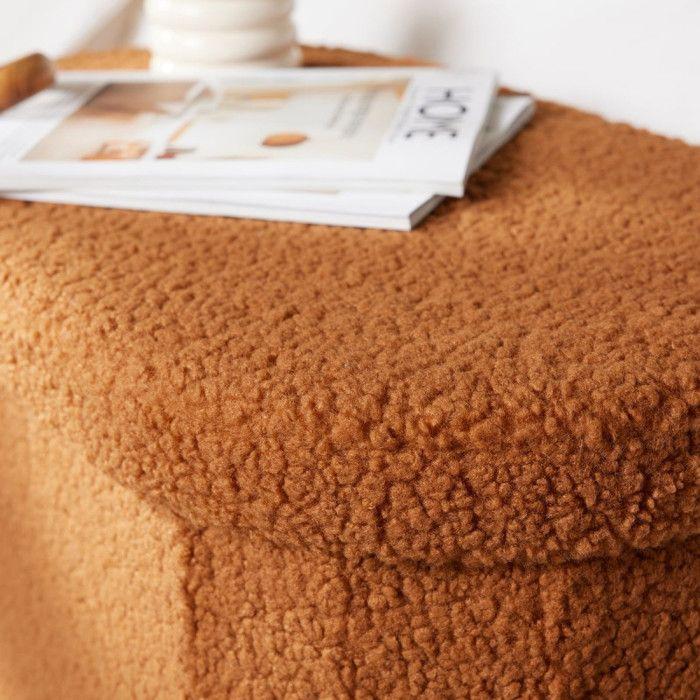 Banc coffre pliable ovale Bouclette "Teddy Moka" La Factory - Teddy Moka Ambre