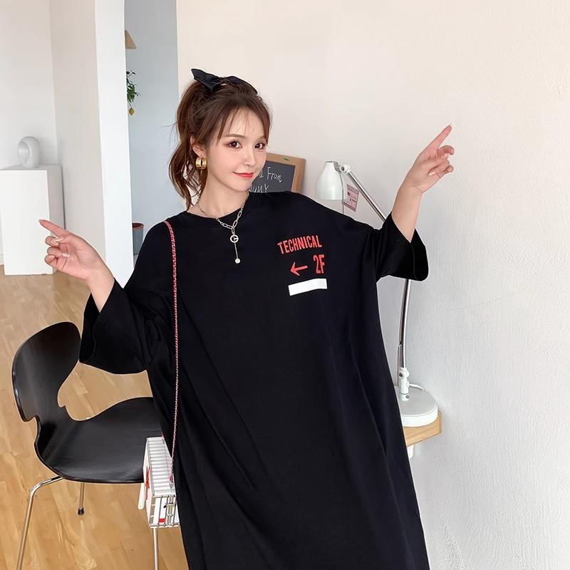 Женское весенне-летнее свободное платье выше колена с боковыми разрезами Fat Mm Lazy