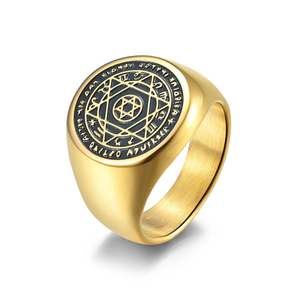 12 Zodiac Constellation Star of David Ring Fashion Gold Color Stainless Steel Rings For Women Men Jewelry Birthday Gift