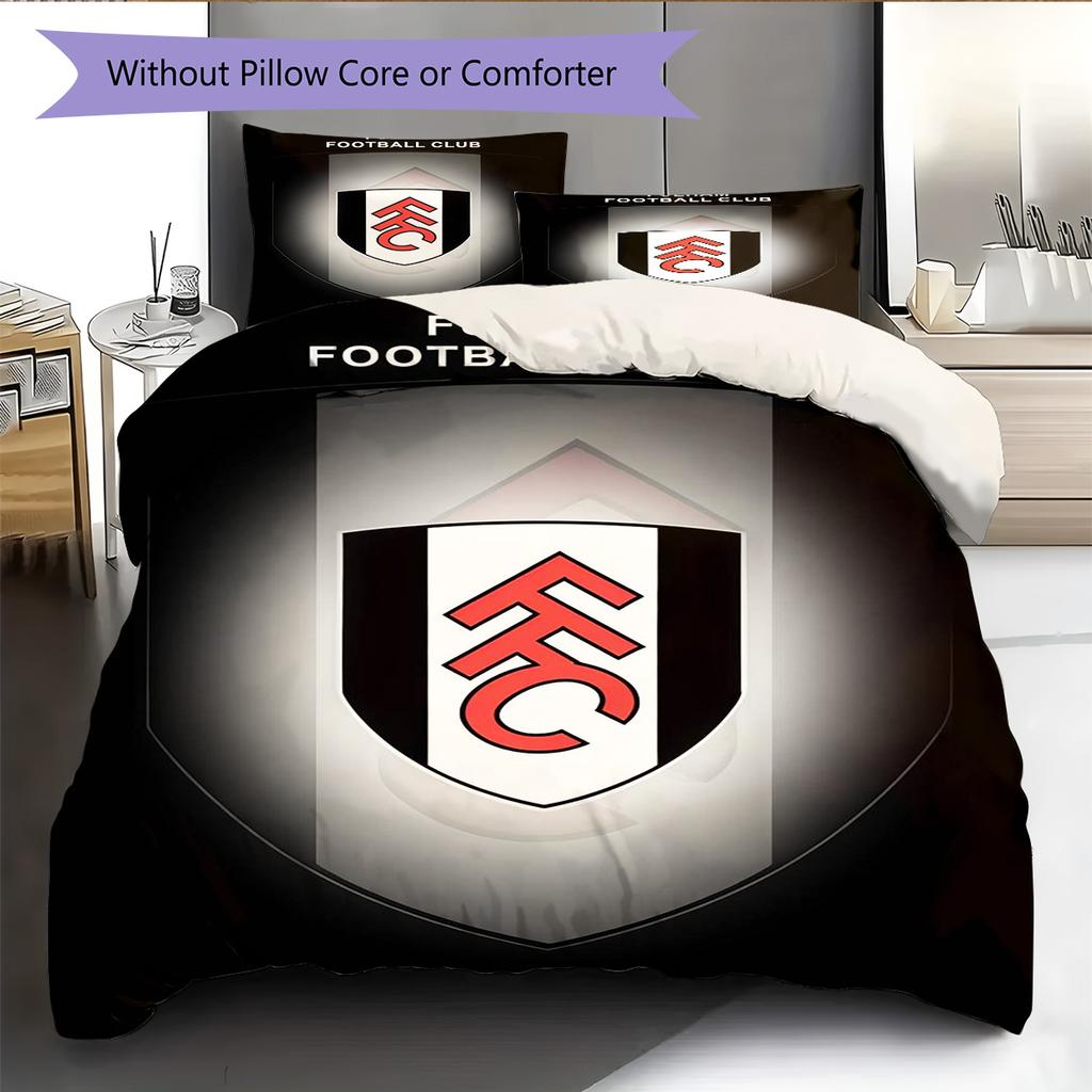 Fulham F.C Pattern Bedding Quilt Set Quilt Cover Pillowcase Home Decoration Birthday Gift (1 * duvet cover + 2 * pillowcase, without core)