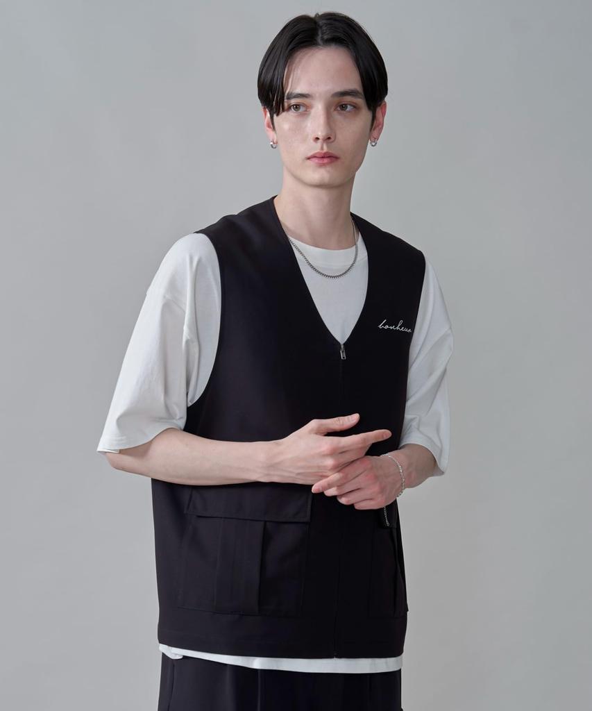 WEGO Tailored Pocket Zipper Size Summer Perfect Gift Men's Vest, F, Black, Outerwear,