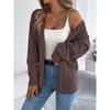 Womens Hollow Out Lantern Long Sleeve Mid Length Open Front Cardigan Sweater Coat