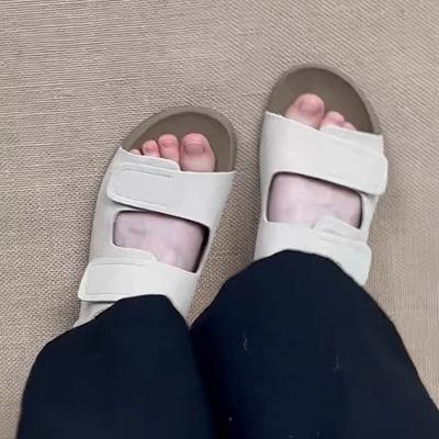 Женские новые универсальные сандалии на платформе с ремешком-липучкой в стиле ретро, повседневные пляжные крутые шлепанцы