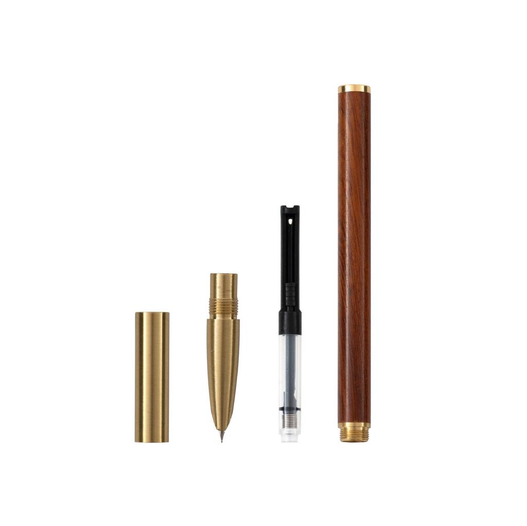 Rosewood Ebony Ink Cartridge Fountain Pen with Dark Tip for Calligraphy Practice