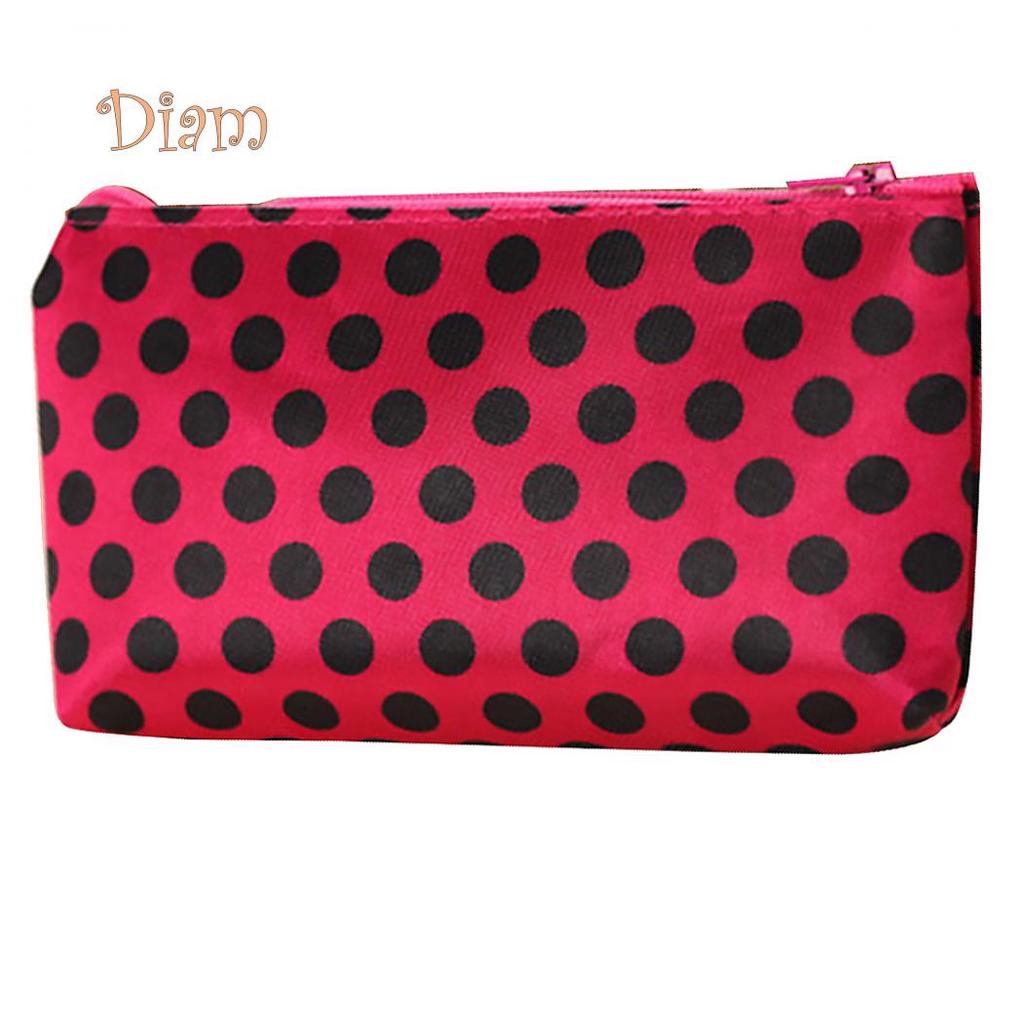 Портативная мини сумка из полиэстера на молнии и принтом в мелкое сердечко для косметических средств и макияжа