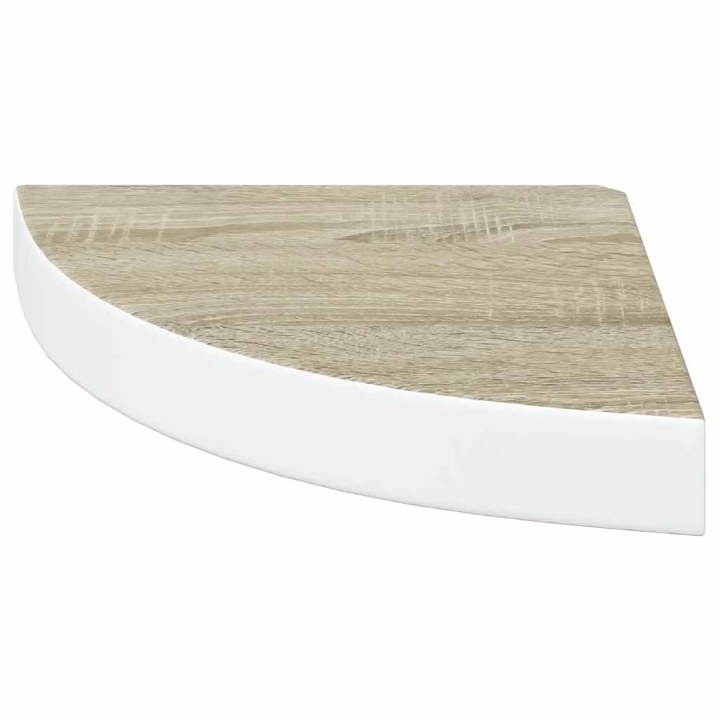 Vidaxl Narożne Półki Ścienne, 2 Szt., Dąb I Biel, 25X25X3,8 Cm, Mdf