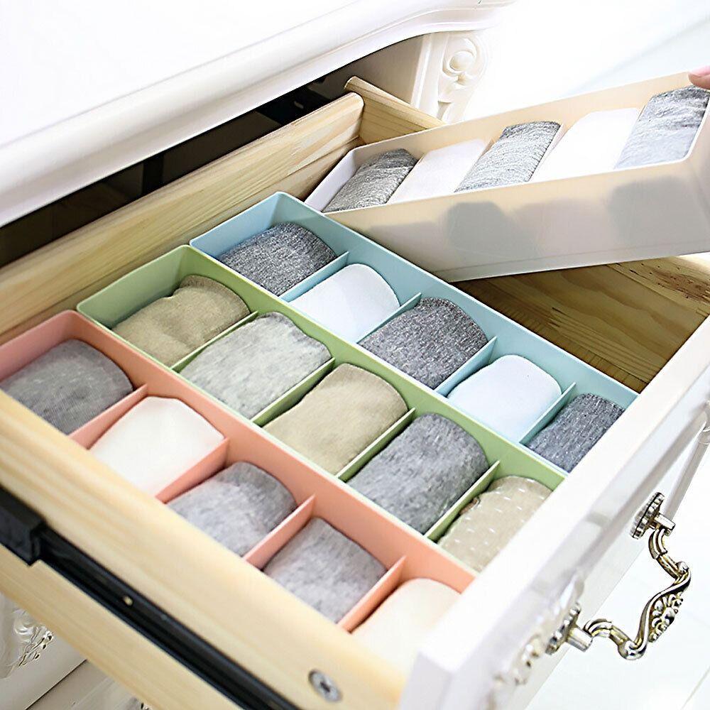 Коробка для хранения мелочей с пятью отделениями, контейнер для хранения, органайзер для нижнего белья и носков, разделитель для ящика