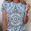 Женская летняя футболка с короткими рукавами и круглым вырезом с 3D-цветочным принтом