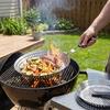 Circular BBQ Plate Folding Wood Handle Grill Fry Pan Portable Barbecue Tray  Outdoor Barbecue