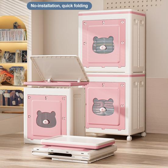 Штабелируемый контейнер для хранения с крышкой Складной ящик для хранения с дверцей и колесиками Складной органайзер на колесиках