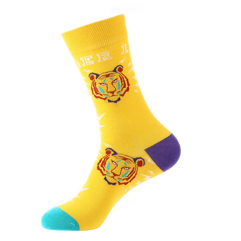 Сотни модных забавных хлопковых унисекс-мужских счастливых носков для улицы, скейтборда, фруктов, еды, панды, тигра, Harajuku, подарков для мальчиков, мужских носков, летних
