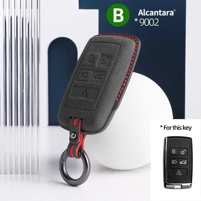 Suede Car Key Case Holder Keychain for Land Rover Range Rover Discovery 5 Sport 2018 2019 for Jaguar XEL E-PACE 2019 Accessories