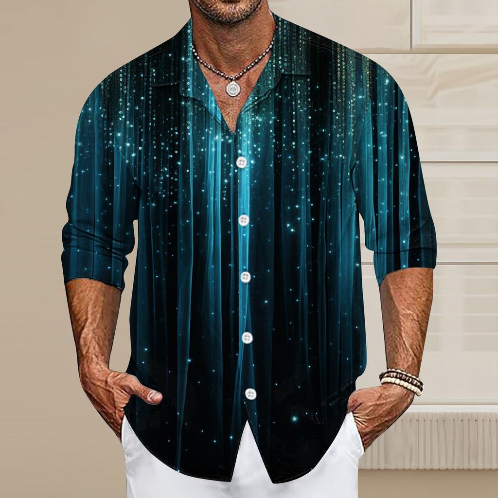 Мужская летняя новая свободная рубашка с длинным рукавом с принтом, кардиган, пляжная рубашка