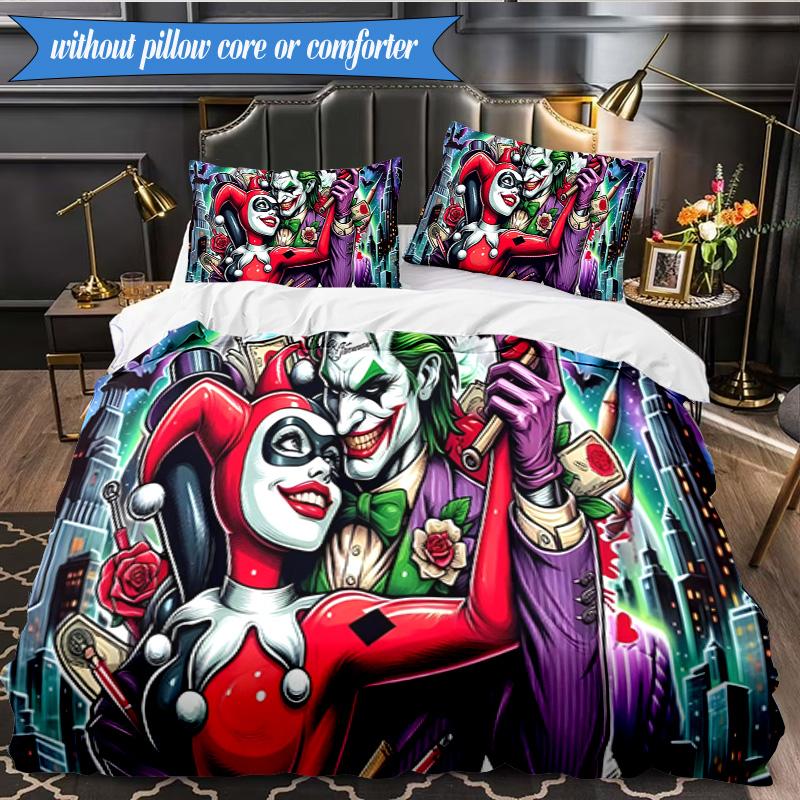 3PCS Clown Printed Bedding Set For Bedroom dormitory, Includes 1 Duvet Cover & 2 Pillowcases for All Seasons Home Decor Fan gifts