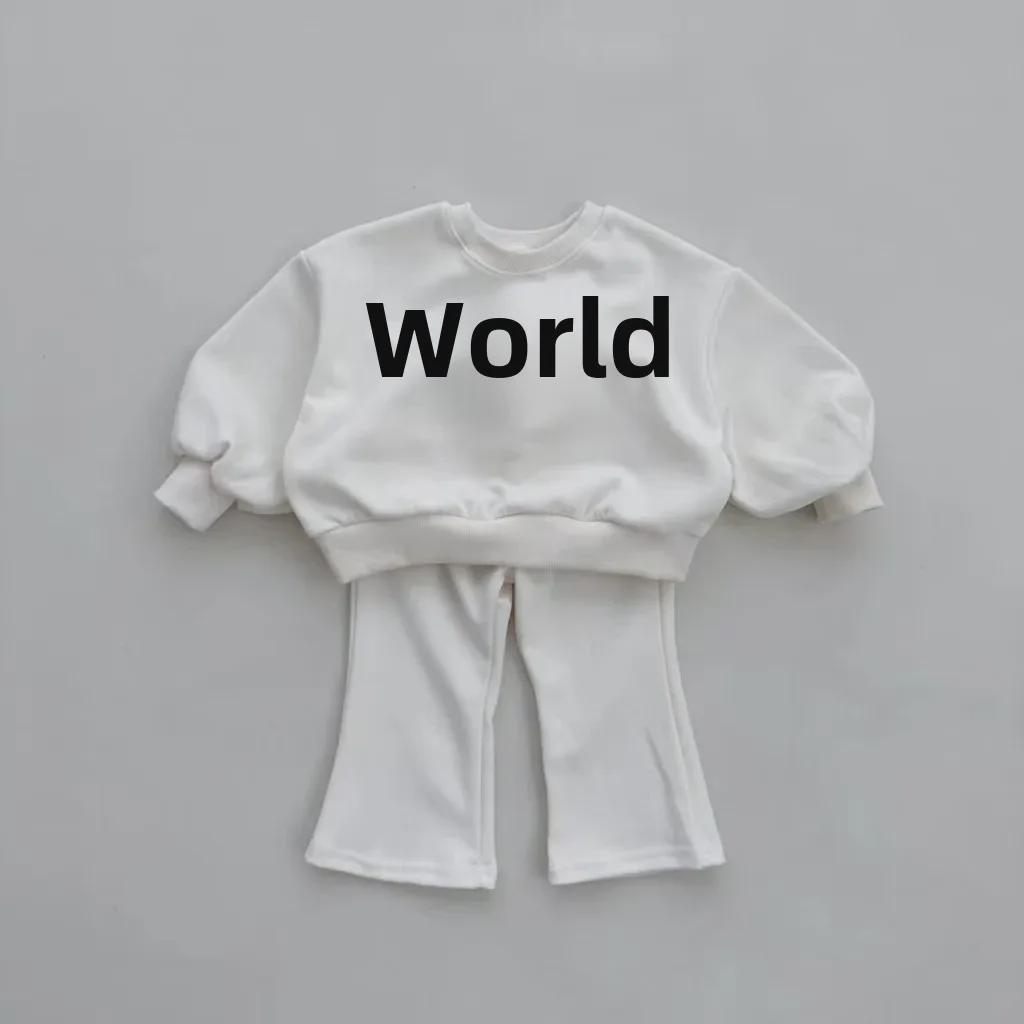 Милый бант для девочек, состоящий из двух частей: Комплект из свободного свитера и узких расклешенных брюк на весну и осень