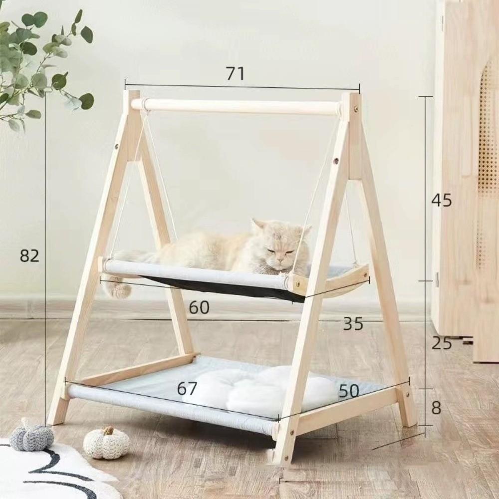 Solid Wood Cat Cradle Bed Thickened Cat Swing Hanging Bed New Cat Hammock Bed Pet Small Bed