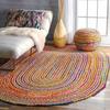 Aizza Trends Indian Handmade Braided Multi Cotton with Natural Jute Area Rug- Jute Rug- Dining Room- Living Room