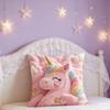 1Pc Cute Unicorn Pink Pillow Cover Double-Sided Machine Washable Cushion Case For Living Room Sofa Bedroom Decor