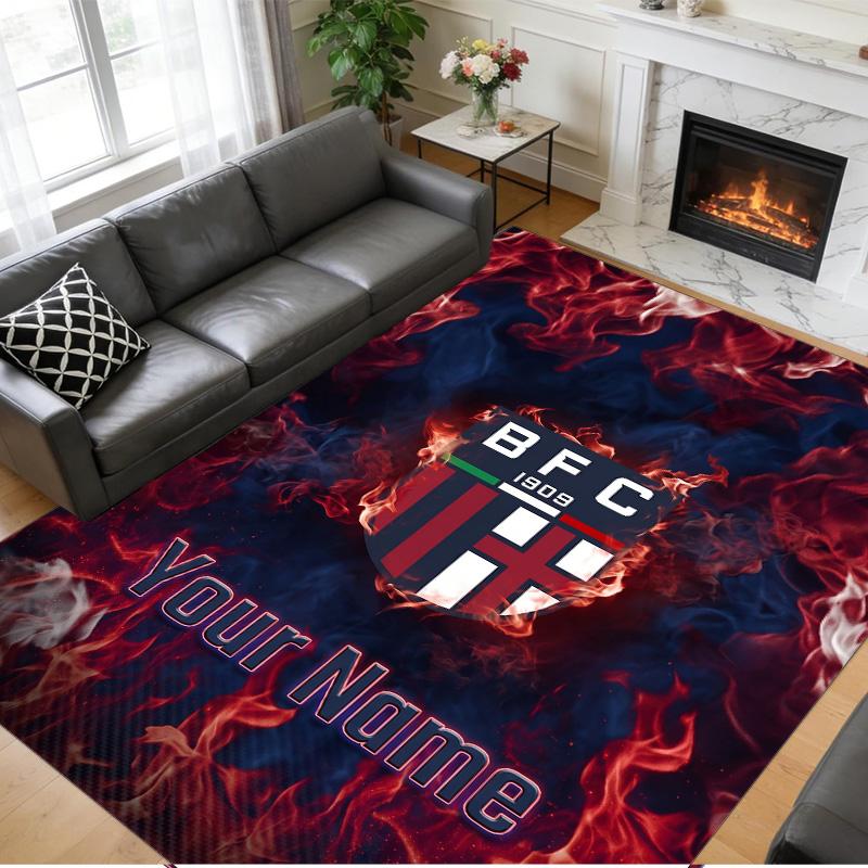 Crystal Velvet Rug Custom Name Text, Soft Non Slip Floor Mat Home DecorBologna FC