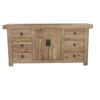 Buffet bas en bois - Naturel - 180 cm - 6 tiroirs - Style classique - Hauteur 85 cm