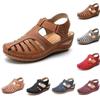 2025 Women Roman Wedges Leather Sandals Summer Fashion Beach Women Hook & Loop Flat Shoes Party Elegant Ladies Vulcanized Shoes