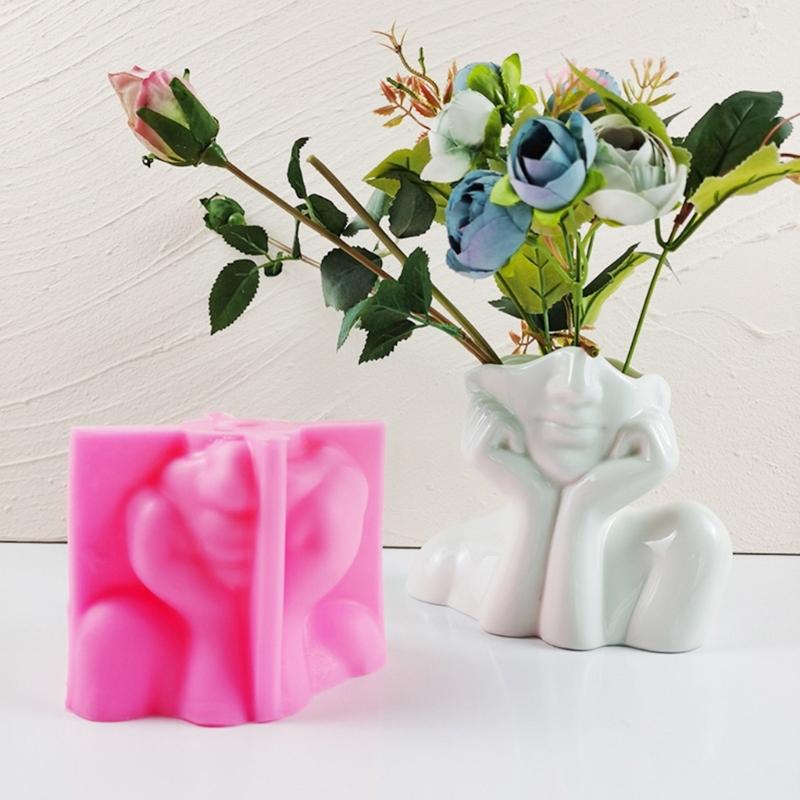 Силиконовая форма для цветочного горшка, бетонная цементная форма для горшка для растений, форма для цветочного горшка, форма для эпоксидной смолы, держатель для кистей для макияжа, форма-органайзер