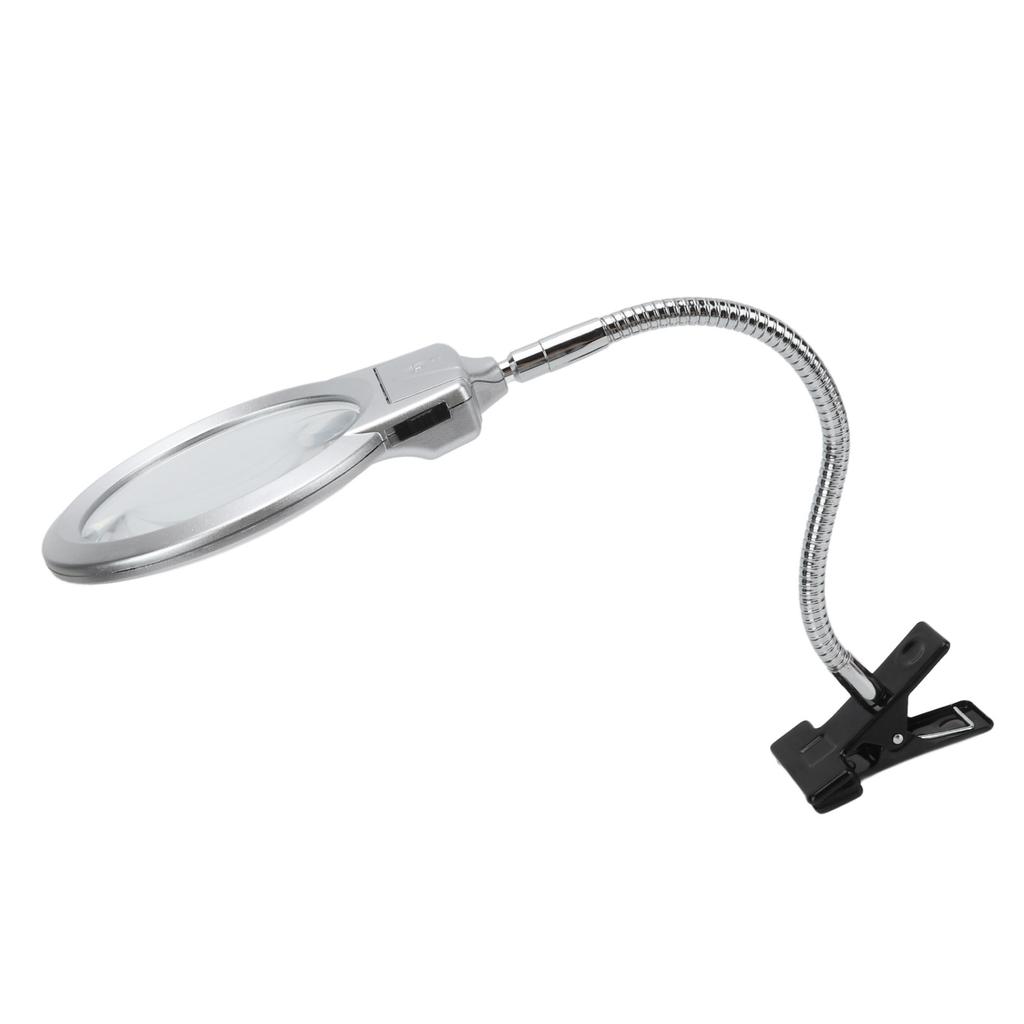 LED Illuminating Magnifier with Clamp Optical Lens Adjustment Hose Magnifying Glass with 2 LEDs for
