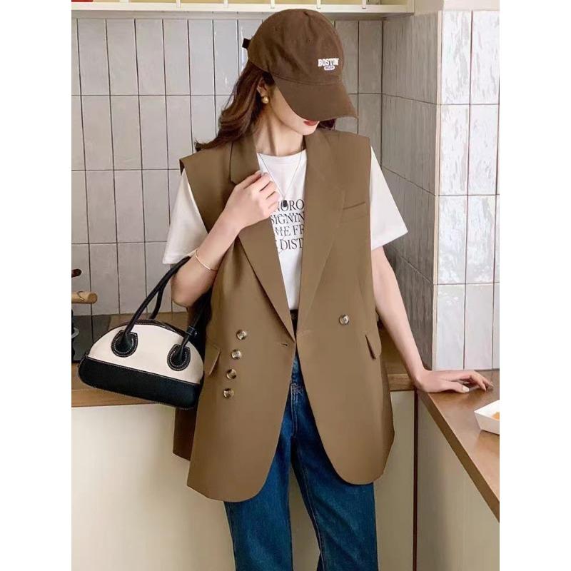 Black Womens Halter Suit Collar Sleeveless Vest For Commute