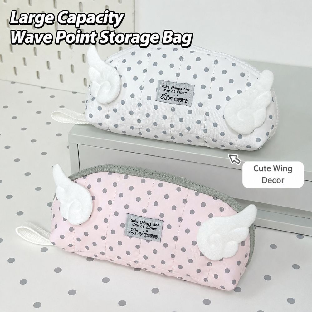 Polka Dot Print Pencil Case Shell Shape Pen Bag INS Stationery Storage Bag  Home Travel