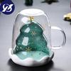Puntos 300ml Christmas Heat Resistant Double Wall Tea Coffee Glass Cup Mug Drinkware