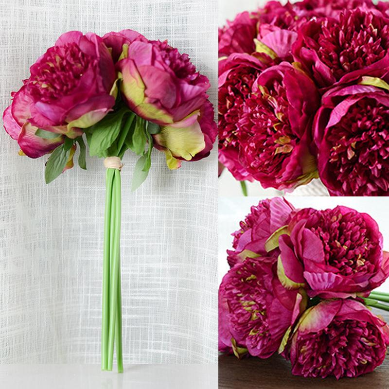 5 Head Big Peony Artifcial Silk Fake Flower Home Display Wedding Decor Bouquet