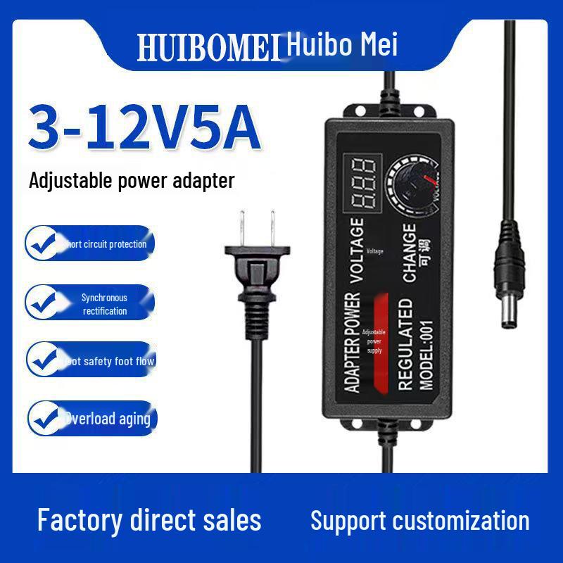 Регулируемый блок питания 3-12В 5А с дисплеем, 60Вт бесступенчатый стабилизатор напряжения.