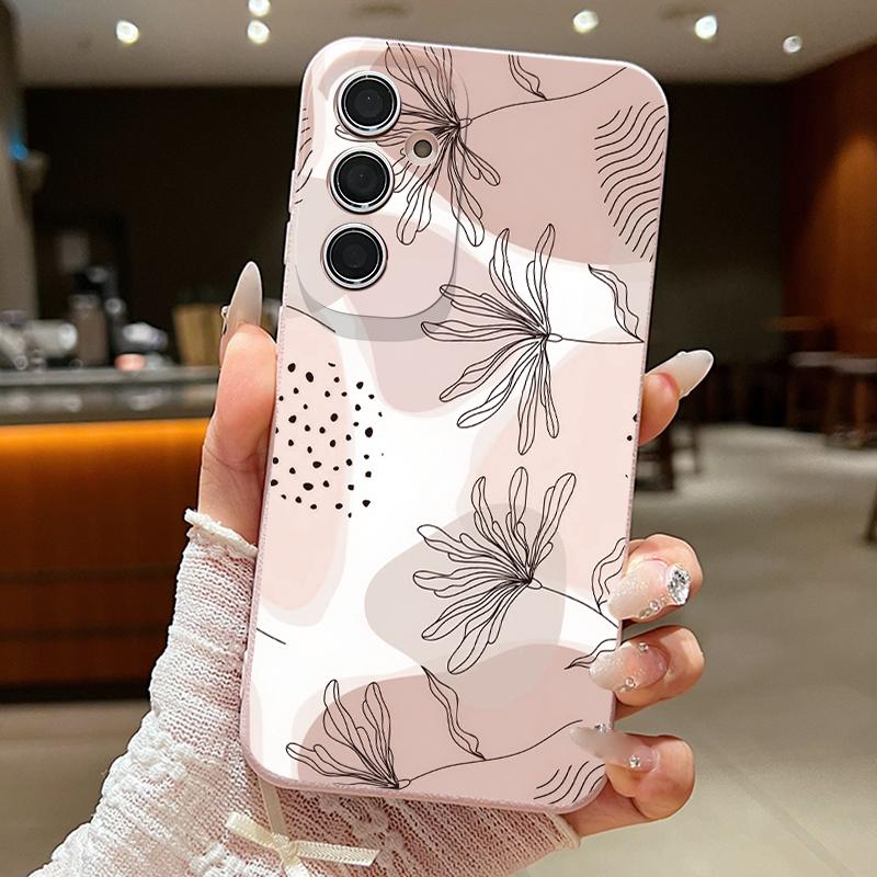 Чехол в стиле абстрактной геометрии для Samsung S26 S25 S24 Ultra S23 S22 S21 FE A15 A16 A17 A35 A36 A37 A54 A55 A56 A57 5G Мягкая обложка с текстурой кожи