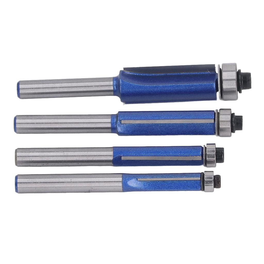 4 Pcs Flush Trim Router Bit 1 4 Shank Tungsten Steel Alloy High Hardness Edge Flush Trimming Bit for Woodworking