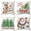 Home Christmas Pillow Cover Bedroom Bedside Cushion Linen Cartoon Print Holiday Decoration Cushion