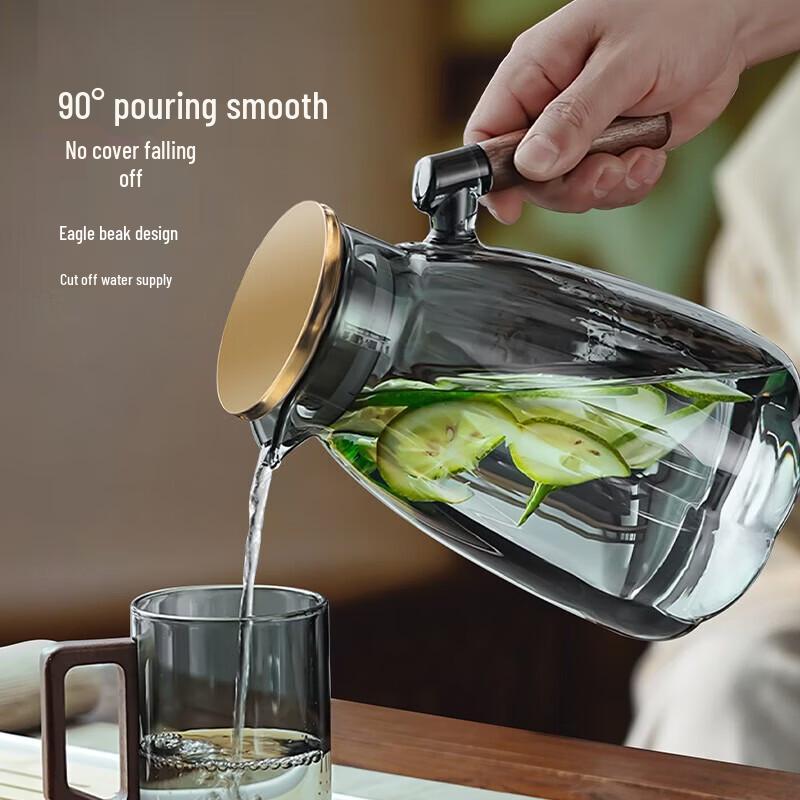 YIHUTEA Heat-Resistant Borosilicate Glass Pitcher with Spout Filter