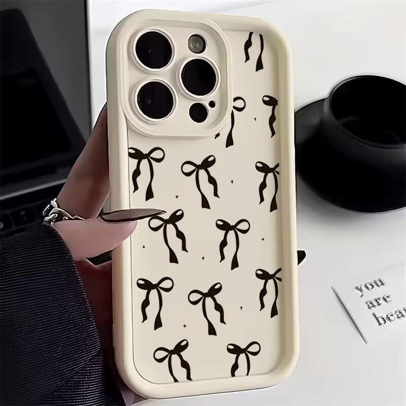 Милый Чехол Для Телефона С Узором Черного Банта Для Xiaomi Mi Poco X6Pro X6 X7 X5 Pro Mi Poco F7 F6 F5 Pro Мягкий Силиконовый Чехол
