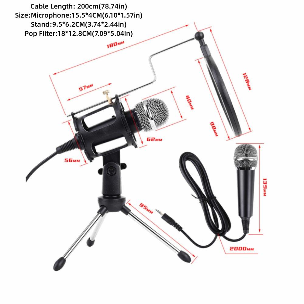 Wired Studio Mic High Sensitivity Karaoke Mic Mini Size Condenser Microphone Streaming