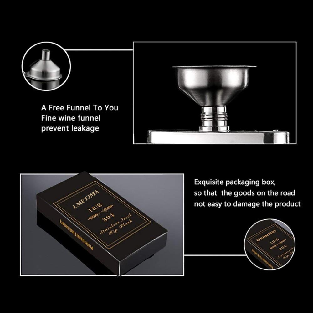 LMETJMA 1 4 5 6 7 8 9 10 унций фляжка из нержавеющей стали с карманом-воронкой фляжка для алкоголя виски фляжка с винтовой крышкой KC0139