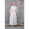 Women's Hijab Clothing Top-pocket Detailed Double Dress-beige