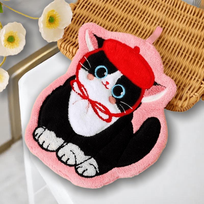 1/4 шт. Полотенца для рук из кораллового флиса в форме кошек, 4 очаровательных дизайна с котятами, Супервпитывающие Быстросохнущие Кухонные Банные Полотенца, Не линяют Современный Декор