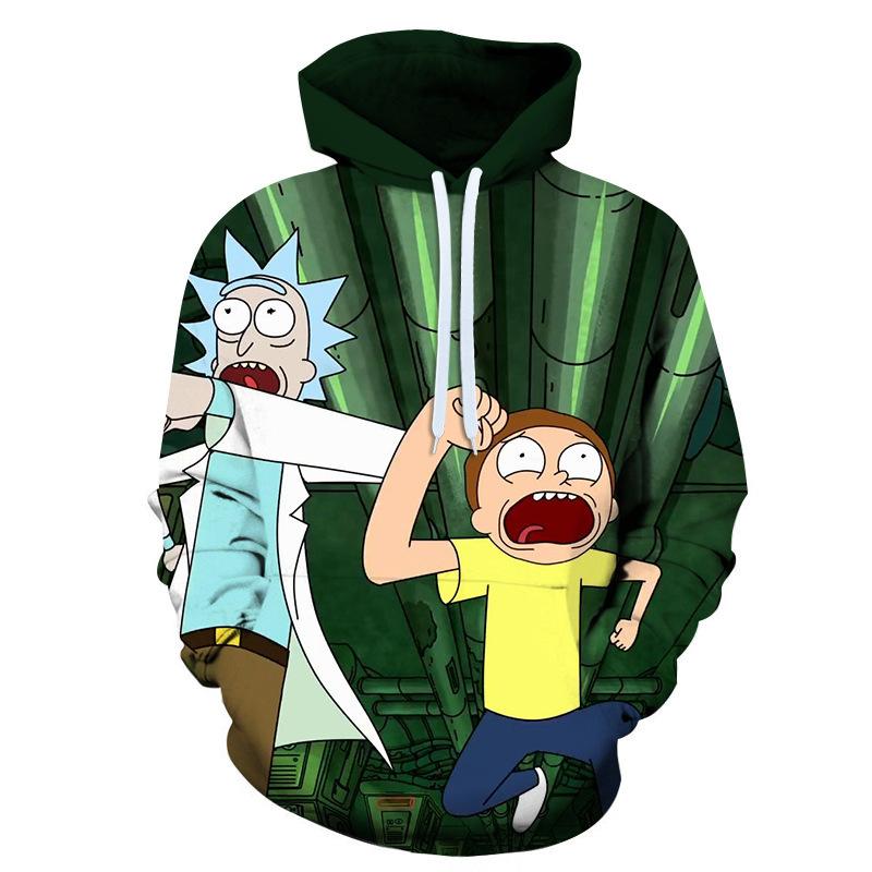 Autumn 3D Animation "Rick and Morty" Printed Hoodies Fashionable Casual Sports Long Sleeved Men's Hooded Sweatshirts