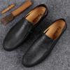Fashion Classic Business Shoes Genuine Leather Mens Slip On Flats All-match Male Comfortable Loafers Casual Shoes Soft-Soled Moccasins