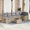 8-piece Garden Sofa Set with Beige Cushions Poly Rattan vidaXL, 2-seater Garden Sofa with Beige Cushions 3359009