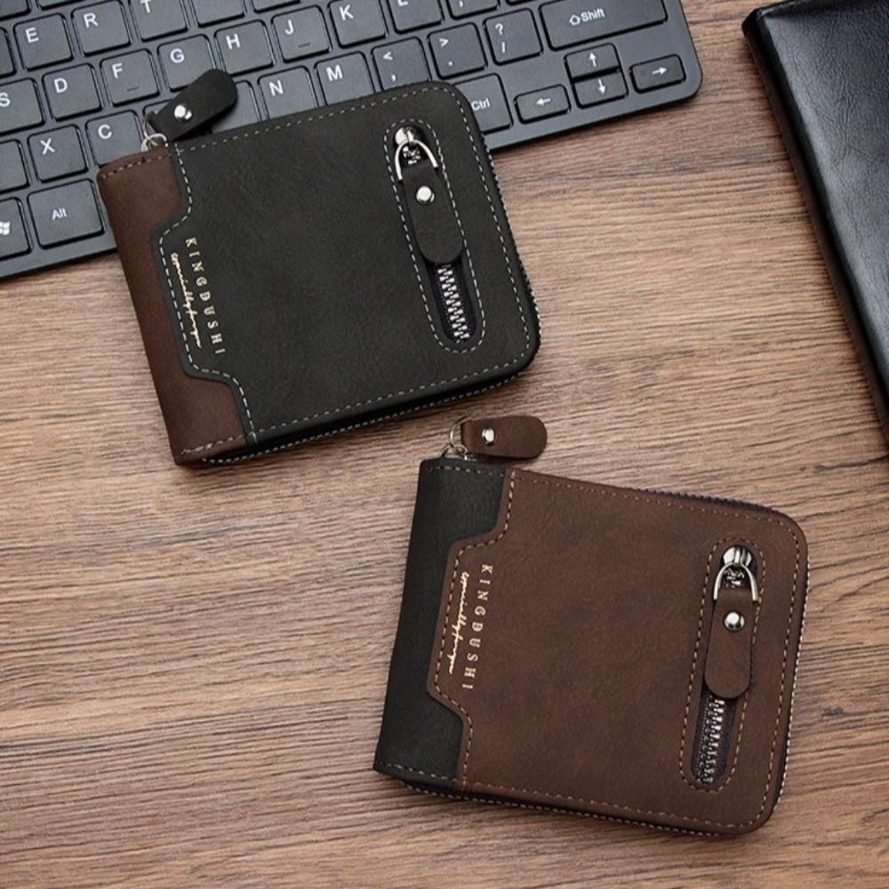 Large Capacity Men's Short Wallet Multi-position Card Holder Durable PU Leather Coin Purse Male