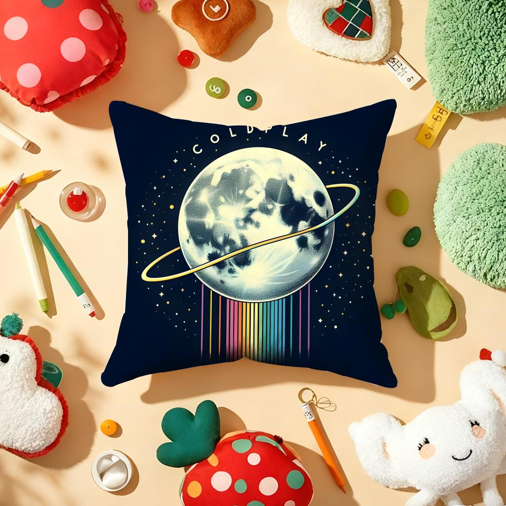CColdplays Music Band Cushion Cover Plush Fabric Soft DoubleSided Printed Sofa Warm Winter Home Gift Pillow Cover