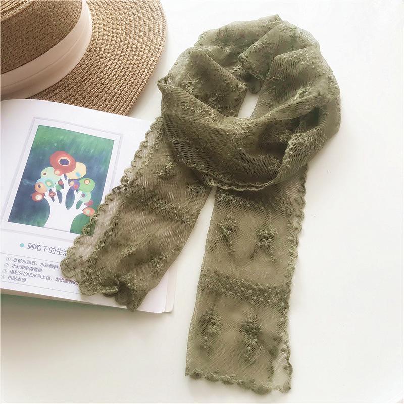 Spring and Autumn Korean Lace Scarf Solid Color Long Strip Small Scarf Neck Protection Hair Decoration Scarf Ribbon Winter Scarf